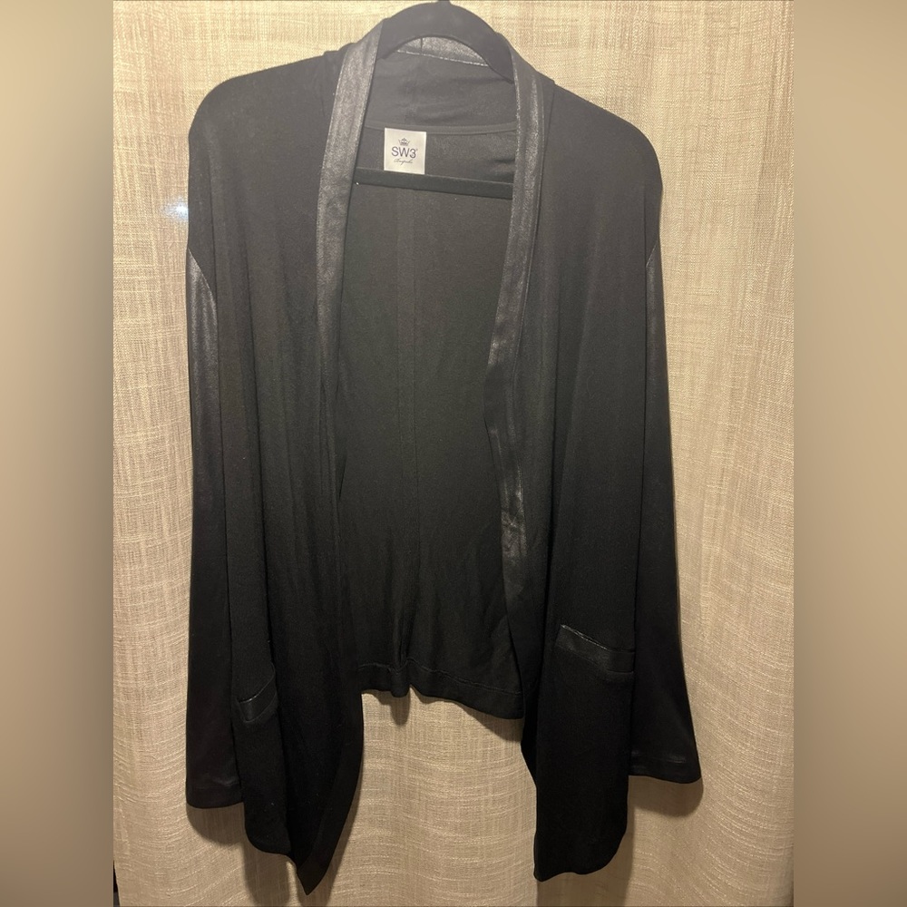 SW3 Bespoke Black Open Front Cardigan Size Medium